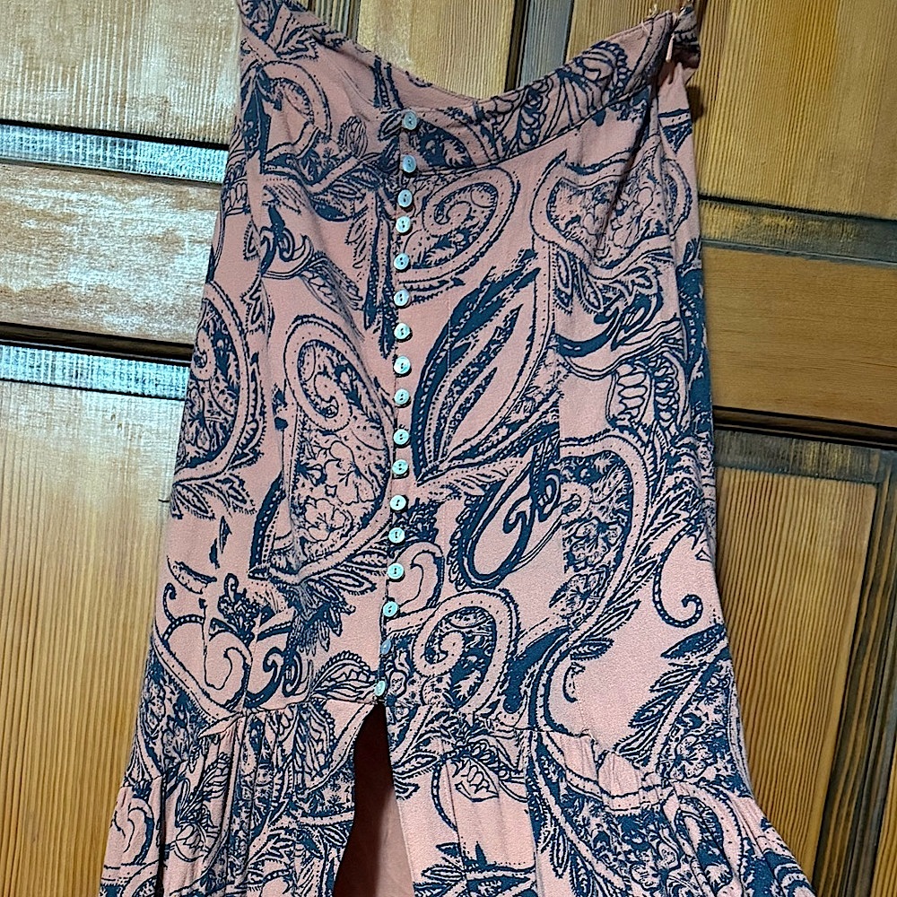 Free People orange - pink with grey patterned maxi skirt Renaissance Juliet - Picture 6 of 8